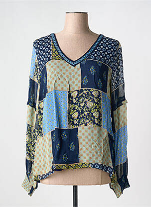 Blouse légère et transparente manches longues bleu CREAM femme