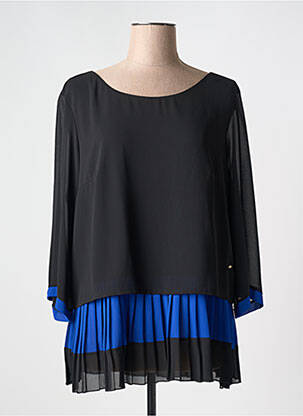 Tunique manches longues tissage crêpe bleu JAZZ femme