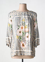 Blouse imprimé fleurs manches 3/4 beige EUGEN KLEIN femme