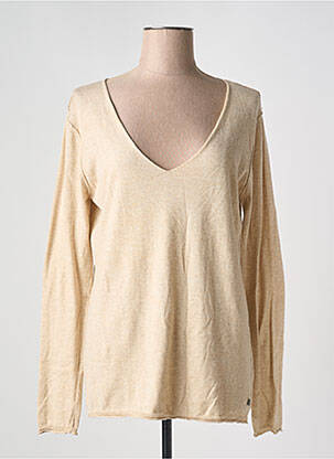 Pull tissage chiné manches longues beige ONE STEP femme