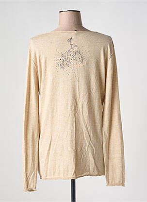 Pull tissage chiné manches longues beige ONE STEP femme