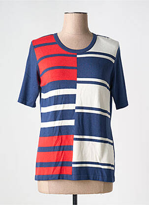 Pull coupe cintrée manches courtes bleu EUGEN KLEIN femme