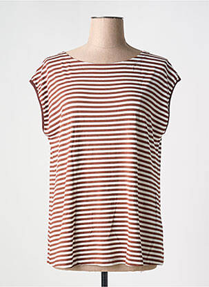 T-shirt stretch manches courtes marron MARIA BELLENTANI femme