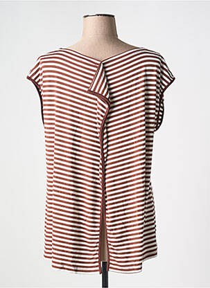 T-shirt stretch manches courtes marron MARIA BELLENTANI femme