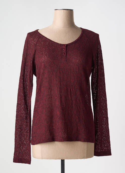 Top coupe cintrée manches longues rouge ONE STEP femme