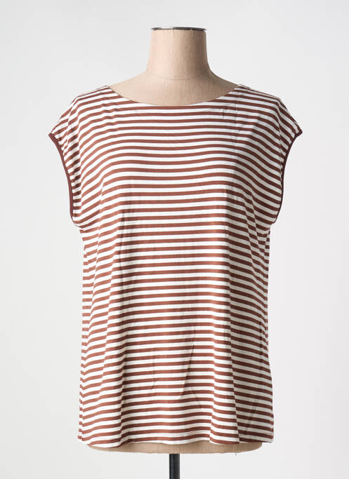 T-shirt stretch manches courtes marron MARIA BELLENTANI femme