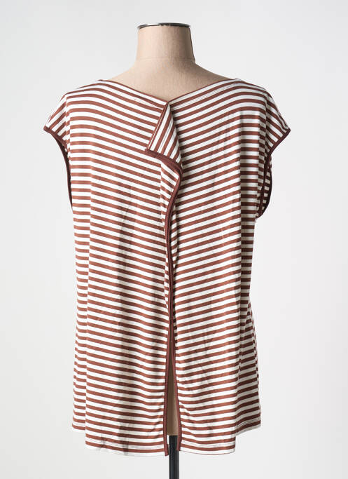 T-shirt stretch manches courtes marron MARIA BELLENTANI femme