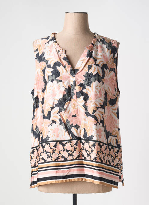 Blouse tissage popeline sans manche rose CREAM femme