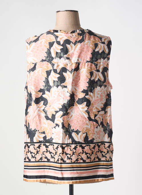 Blouse tissage popeline sans manche rose CREAM femme