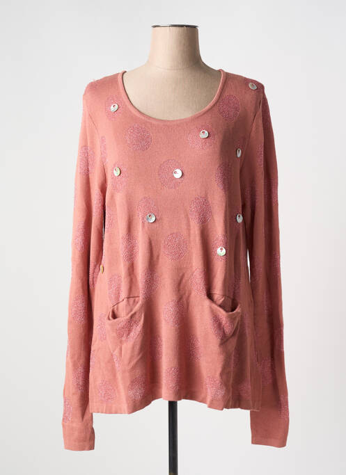 Pull tunique rose ICHI pour femme