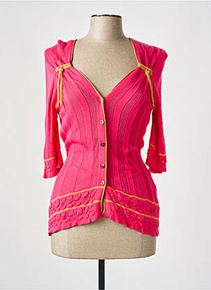 Gilet manches longues manches 3/4 rose TRICOT CHIC femme