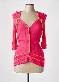 Gilet manches longues manches 3/4 rose TRICOT CHIC femme