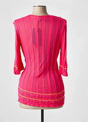 Gilet manches longues manches 3/4 rose TRICOT CHIC femme