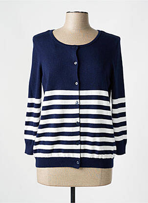 Gilet manches longues col rond bleu KATMAI femme