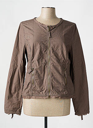 Veste casual col rond marron FLEUR DE SEL femme