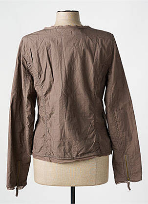 Veste casual col rond marron FLEUR DE SEL femme