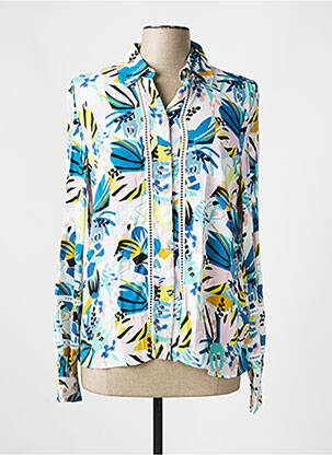 Chemisier imprimé fleurs manches longues bleu TRUSSARDI JEANS femme