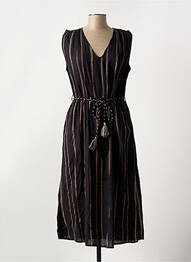 Robe longue tissage crêpe sans manche noir MKT STUDIO femme