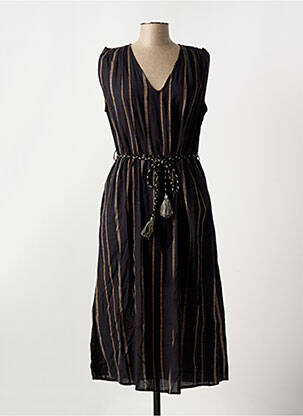 Robe longue tissage crêpe sans manche noir MKT STUDIO femme
