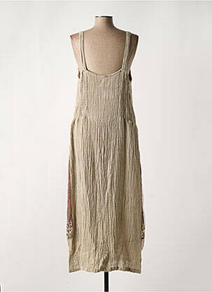 Robe longue coupe cintrée fines bretelles beige MARILU femme