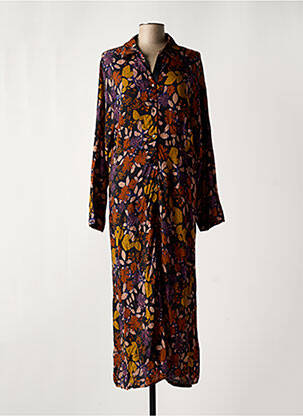 Robe longue tissage popeline manches longues noir LA FEE MARABOUTEE femme