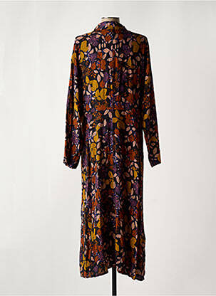 Robe longue tissage popeline manches longues noir LA FEE MARABOUTEE femme