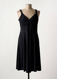 Robe mi-longue col v fines bretelles noir 3322 femme