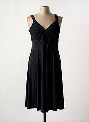 Robe mi-longue col v fines bretelles noir 3322 femme