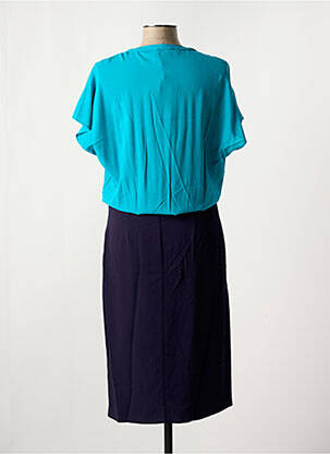 Robe mi-longue tissage crêpe manches courtes bleu PENNYBLACK femme