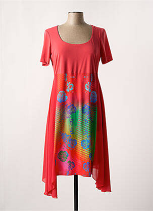 Robe mi-longue imprimé fantaisie manches courtes rouge EROKE femme