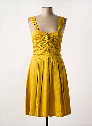 Robe mi-longue fermeture zippée au dos fines bretelles jaune FAIRLY femme