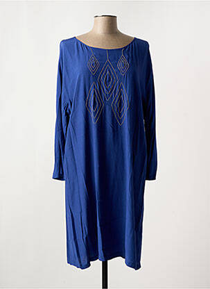 Robe mi-longue coupe fluide manches longues bleu ONE STEP femme
