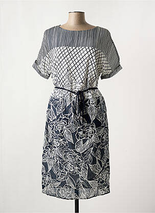Robe mi-longue imprimé fantaisie manches courtes gris STEILMANN femme