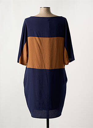Robe mi-longue coupe fluide manches 3/4 bleu POUSSIERE D'ETOLE femme