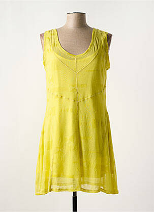 Tunique sans manche coupe fluide jaune 3322 femme