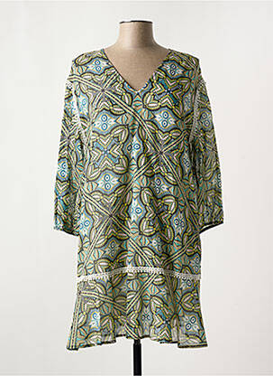 Robe courte coupe fluide manches 3/4 vert TRUSSARDI JEANS femme