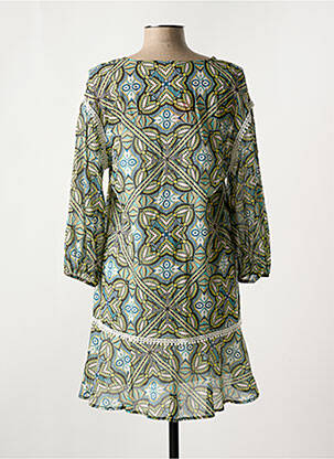 Robe courte coupe fluide manches 3/4 vert TRUSSARDI JEANS femme