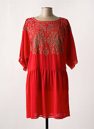Robe courte manches 3/4 manches 3/4 rouge MD'M femme