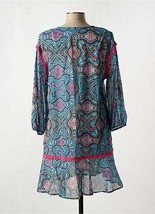 Robe courte coupe fluide manches courtes bleu TRUSSARDI JEANS femme