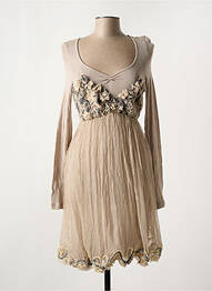Robe mi-longue manches longues manches longues marron SONIA GONNELLI femme