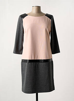 Robe courte manches 3/4 manches 3/4 gris POUSSIERE D'ETOLE femme