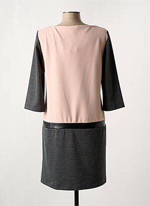 Robe courte manches 3/4 manches 3/4 gris POUSSIERE D'ETOLE femme
