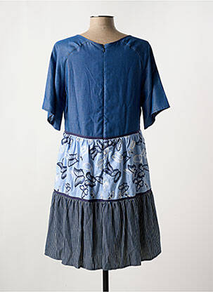 Robe mi-longue fermeture zippée au dos manches courtes bleu 5 HEARTS femme