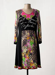 Robe mi-longue imprimé fantaisie manches longues noir OLIVIER PHILIPS femme