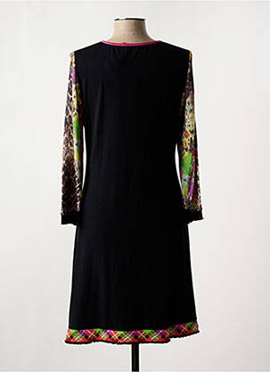 Robe mi-longue imprimé fantaisie manches longues noir OLIVIER PHILIPS femme