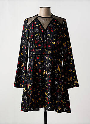 Robe courte fermeture zippée au dos manches longues noir MORGAN femme