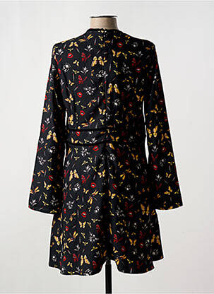 Robe courte fermeture zippée au dos manches longues noir MORGAN femme