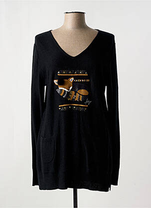 Pull tunique stretch manches longues noir FUEGO WOMAN femme