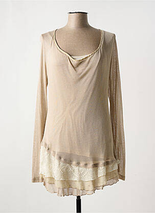 Pull tunique stretch manches longues beige LE PETIT BAIGNEUR femme