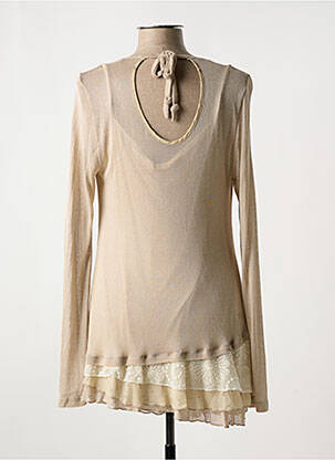 Pull tunique stretch manches longues beige LE PETIT BAIGNEUR femme